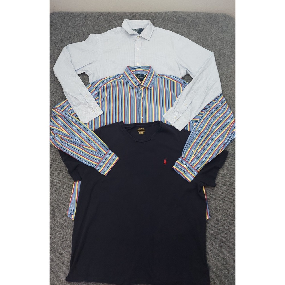 Lot 3 POLO RALPH LAUREN Shirt Mens XL Button Up Pullover T Shirt Pony Cotton